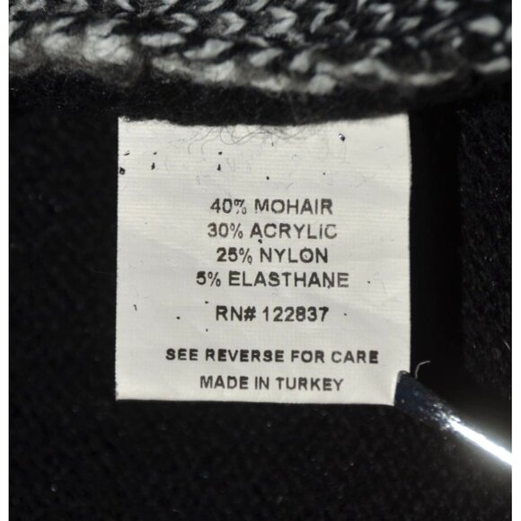 AVA Ladies Black Open Front Heavy Knit Mohair Blend Cardigan Sweater Size M Warm - Picture 10 of 11